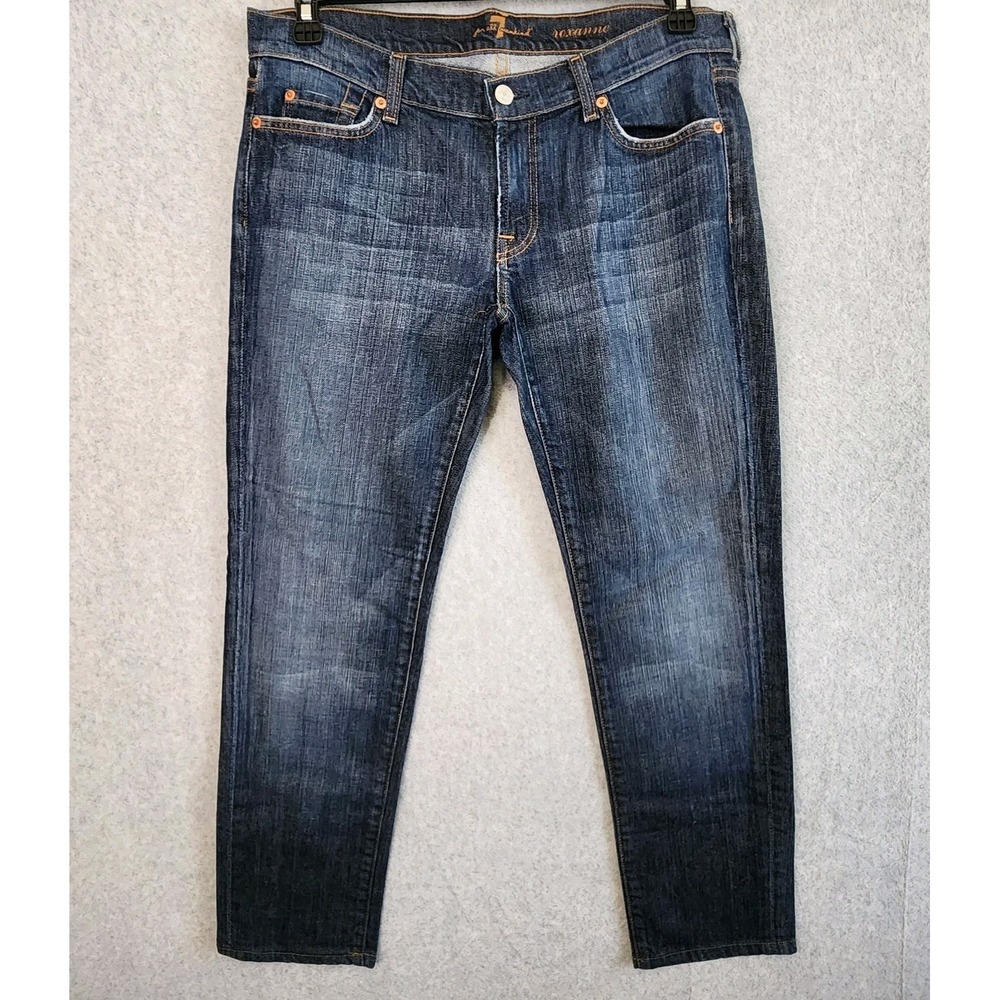 7 For All Mankind Women Roxanne Jeans Denim‎ Blue Low Rise Size 32 Indie Sleaze